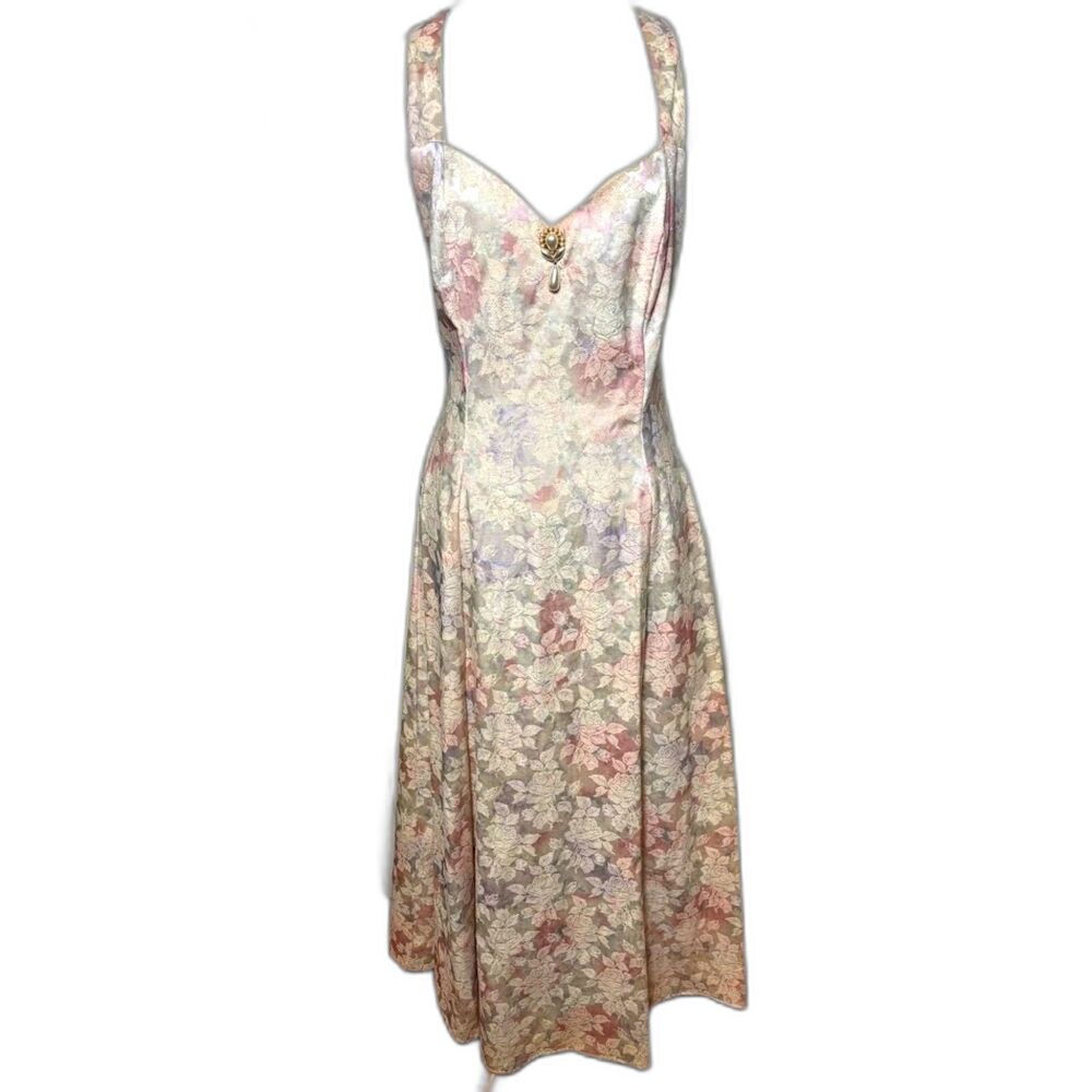 Jessica McClintok Scott McClintok Gown Dress Floral Formal 90s Prom Strappy Back